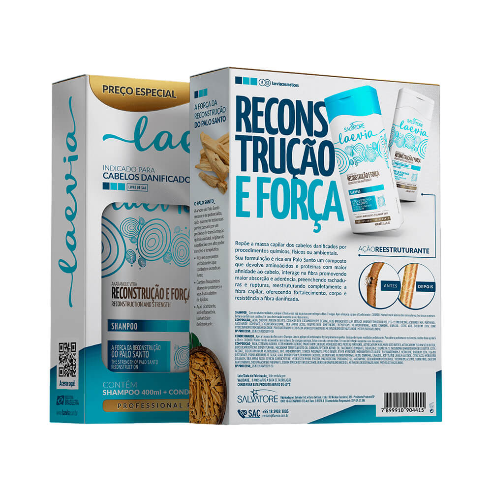 Verso da embalagem com informações técnicas sobre reconstrução e ingredientes