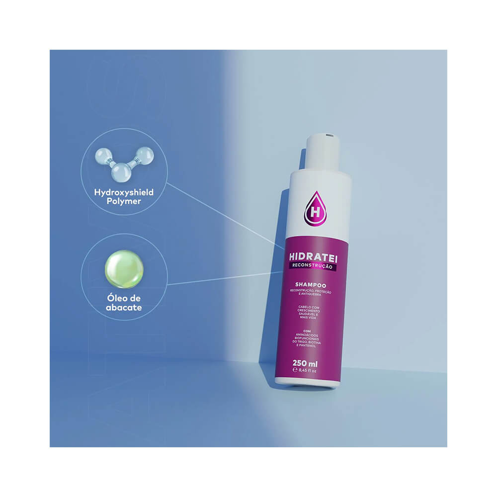 Detalhes e ingredientes do Shampoo Hidratei Reconstrução