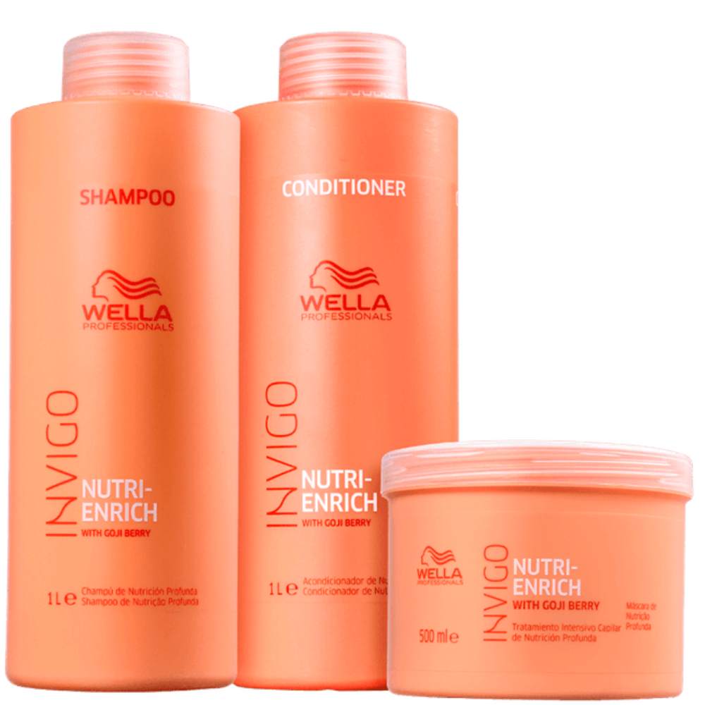 Kit Wella Professionals Invigo Nutri-Enrich: shampoo, condicionador e máscara laranja
