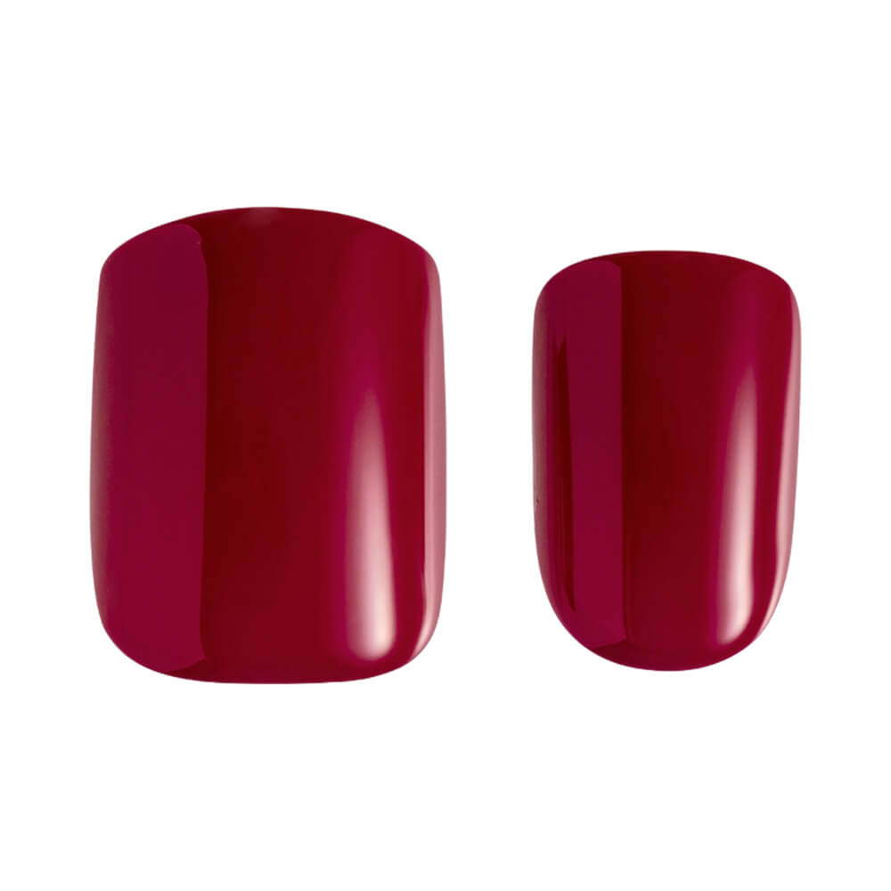 Close das unhas postiças vermelhas com brilho ultra gel - First Kiss imPRESS Easy Breezy