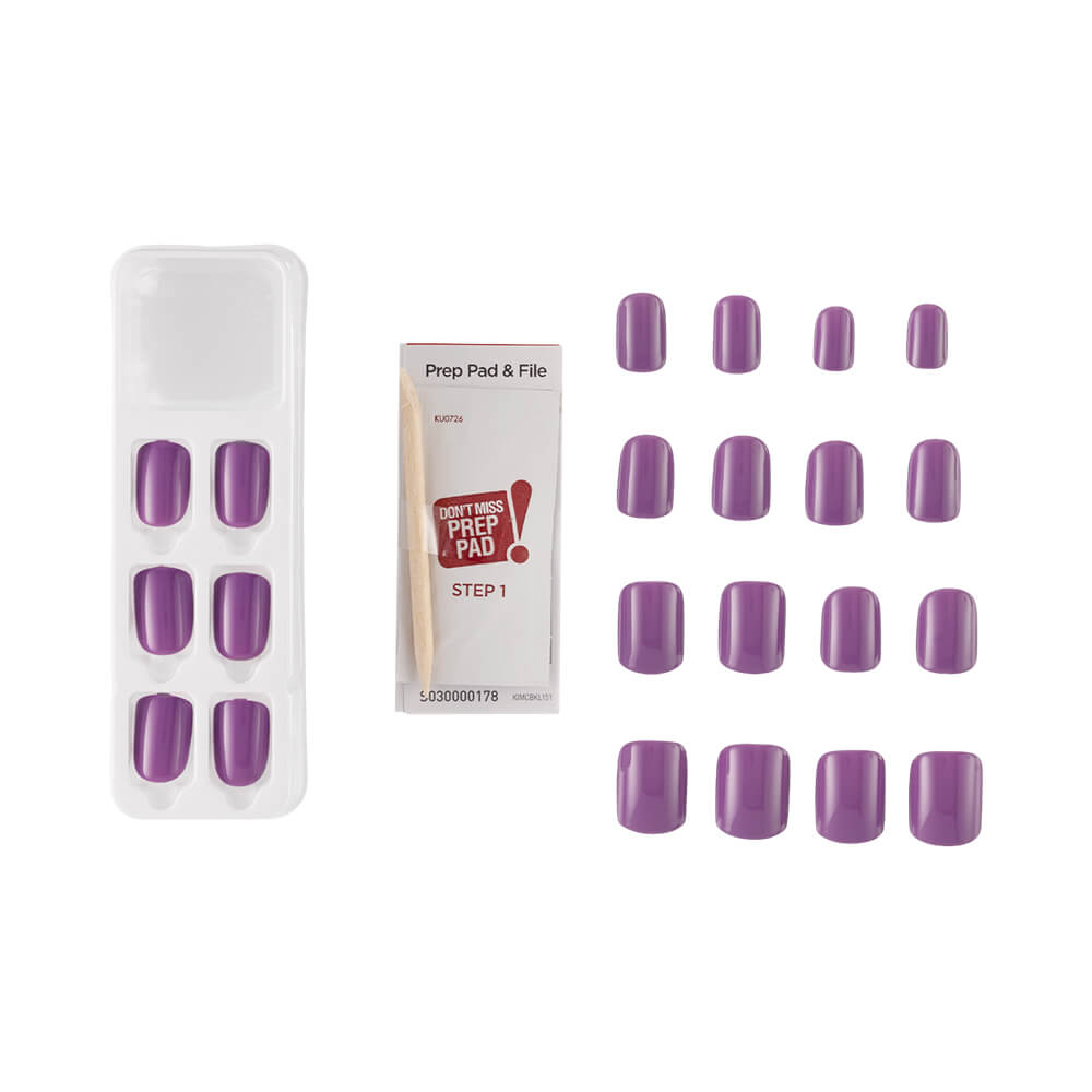 Kit completo com 30 unhas Kiss New York imPRESS Lilac Sky e acessórios