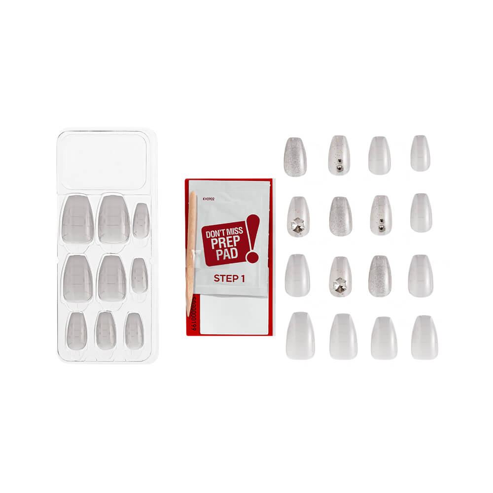 Componentes do kit com bandeja de unhas, palito e lenço preparador