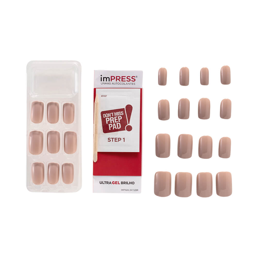 Kit com cartela, lenço preparador, mini lixa e palito - First Kiss imPRESS Sea Sand