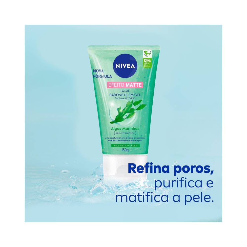 Embalagem do sabonete Nivea com destaque para nova fórmula com algas marinhas e Hydramine