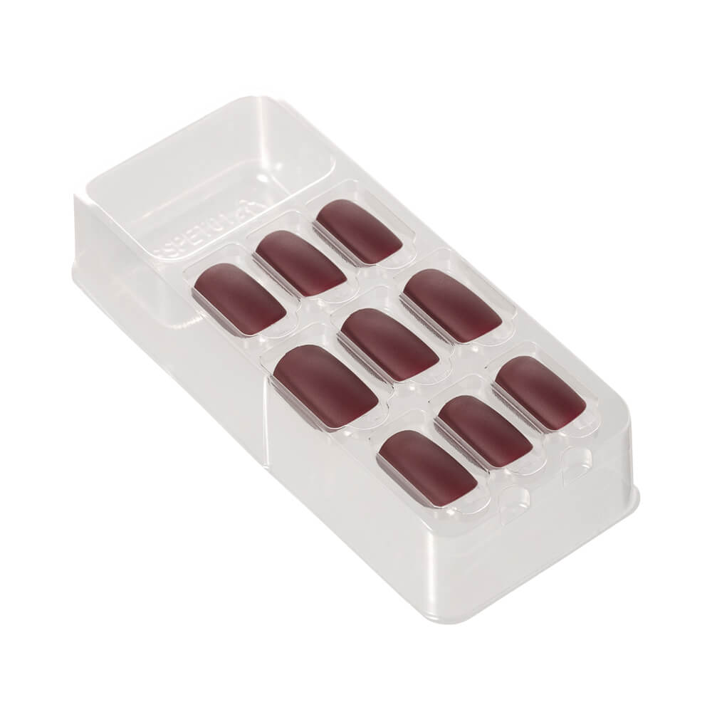 Bandeja transparente com unhas postiças Deep Kiss acabamento brilhante