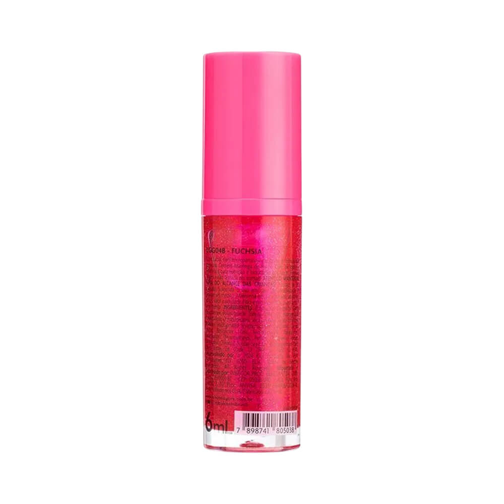 Verso do frasco do Gloss Ruby Kisses com etiqueta e informações do produto