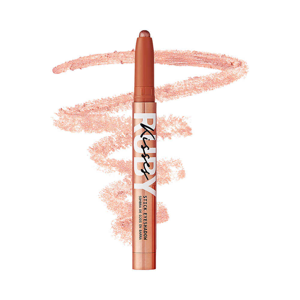 Traços da cor Rose Glam aplicados mostrando acabamento metálico