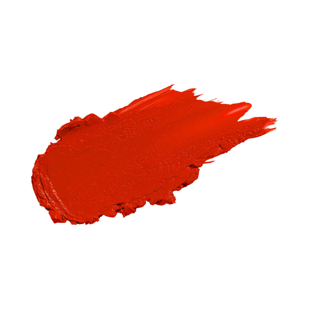 Swatch da cor Pôr do Sol mostrando pigmentação vermelho alaranjada e textura cremosa