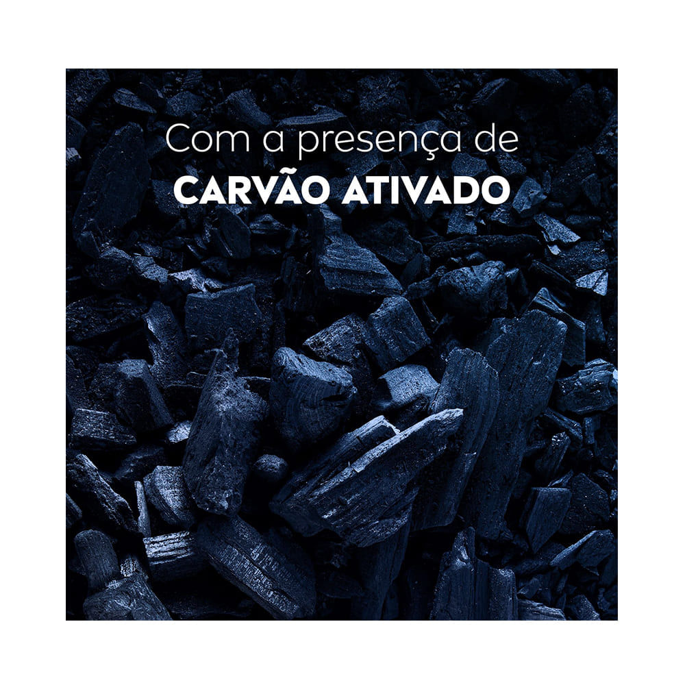Pedaços de carvão ativado destacando o ingrediente ativo