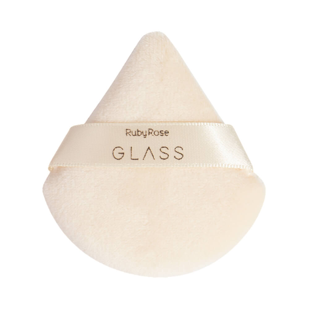 Close da textura aveludada e fita de cetim da esponja Ruby Rose Glass