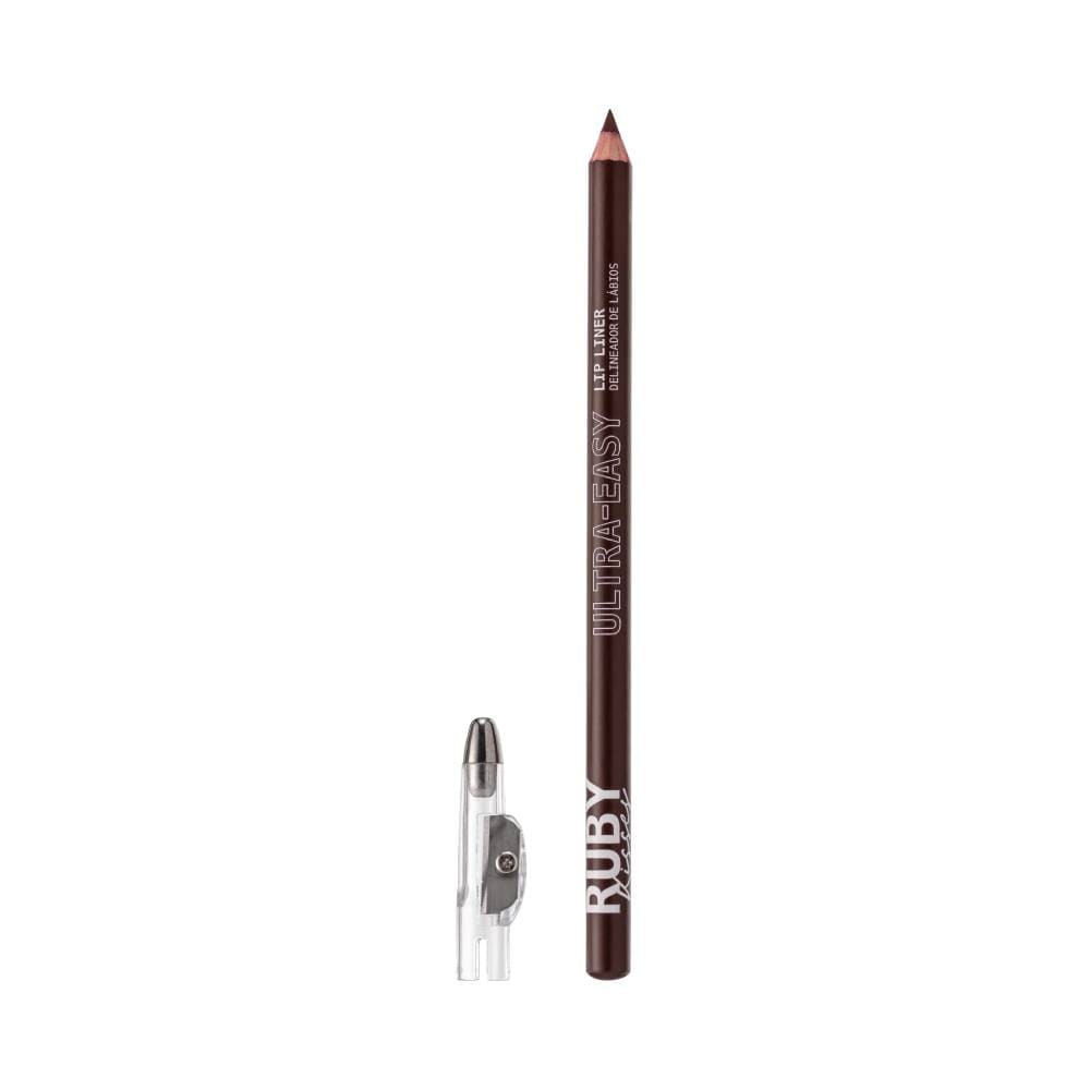 Detalhe do lápis Ruby Kisses Burgundy com apontador transparente ao lado