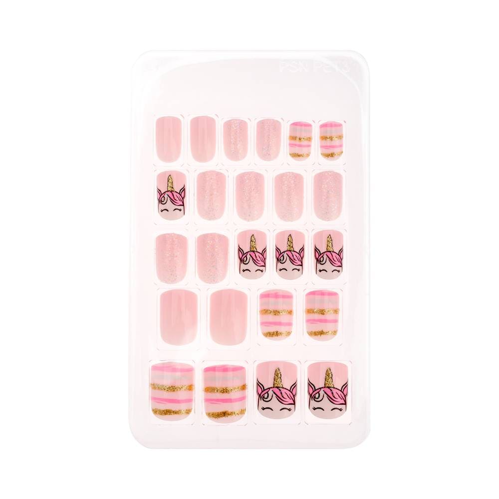 Bandeja com 24 unhas autoadesivas Kiss Unicorn