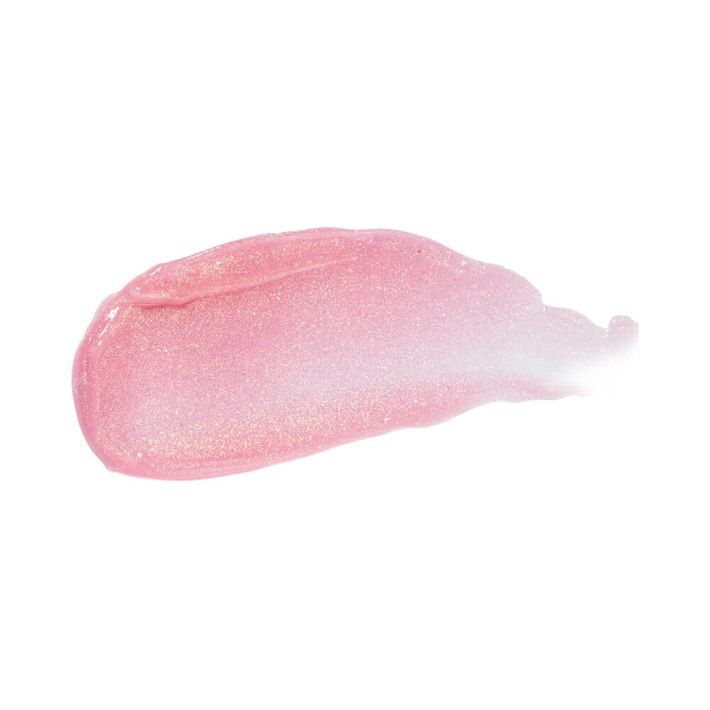 Textura cremosa rosada com brilho perolado do hidratante labial Vult
