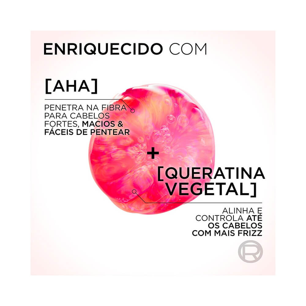 Ingredientes: AHA e queratina vegetal destacando benefícios
