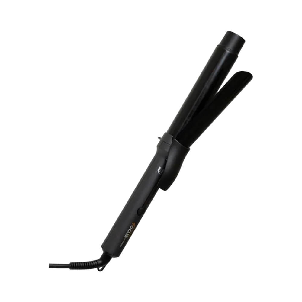 Modelador Lizz Focus Extreme 25mm em ângulo diagonal mostrando abraçadeira e cabo