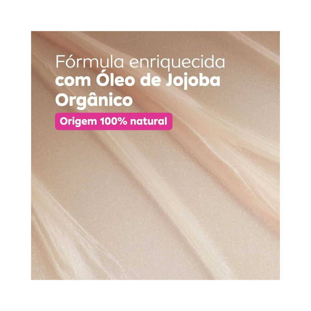 Imagem destacando óleo de jojoba orgânico e fórmula natural do Lip Oil