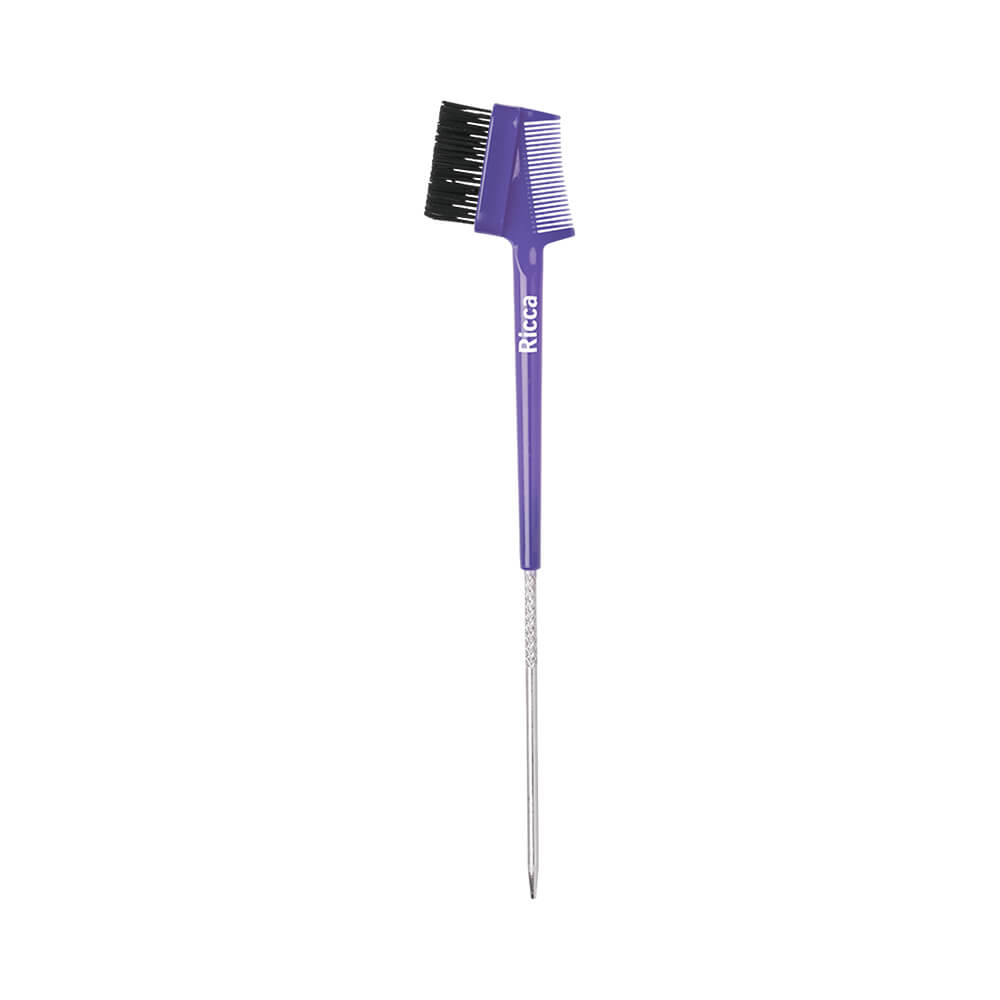 Pente Ricca Baby Hair roxo mostrando detalhes do cabo e dentes do pente fino