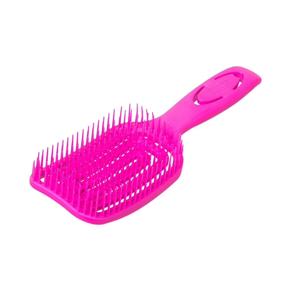 Escova Ricca Flex Wet & Dry Rosa - detalhe das cerdas e cabo