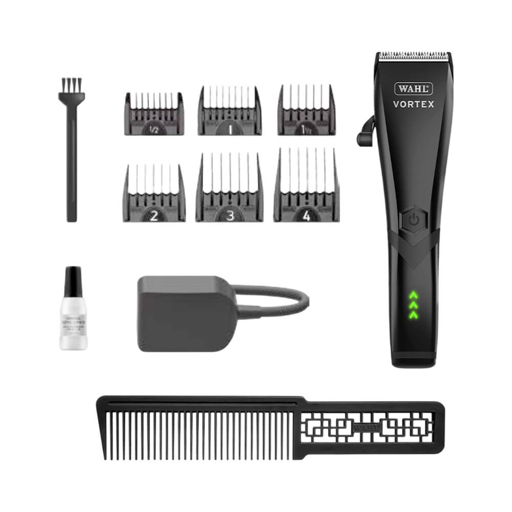 Kit completo Wahl Vortex com 6 pentes, óleo, escova e carregador