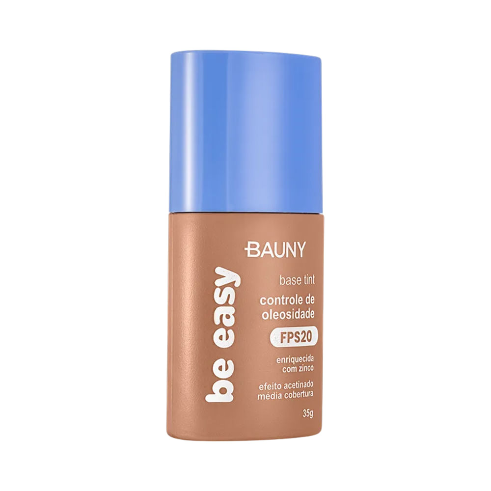 Frasco tampado da Base Bauny Be Easy Tint Cor 090 com tampa azul, vista frontal