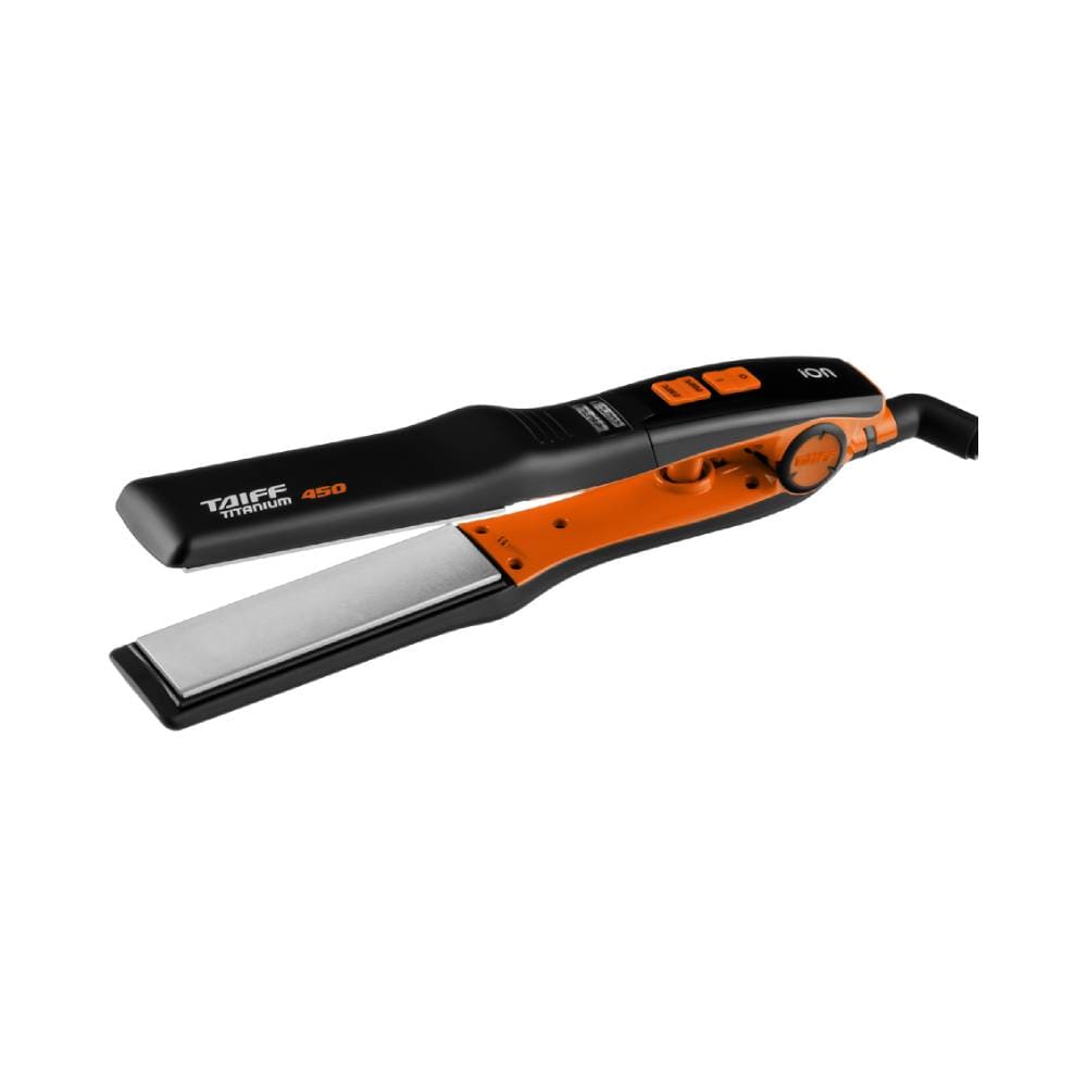 Chapa Taiff Titanium 450 Colors aberta exibindo placas metálicas e controle de temperatura
