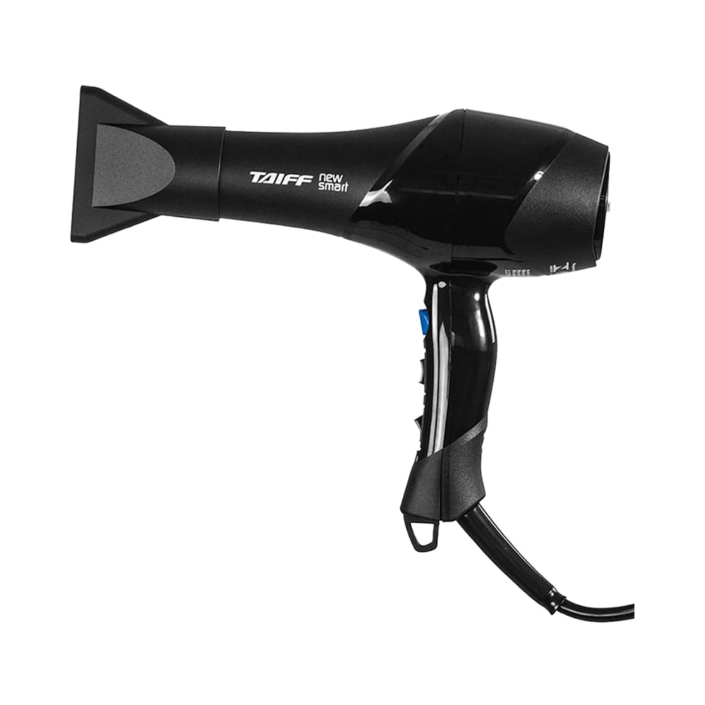 Secador Taiff New Smart visto de lado com bico concentrador e botões