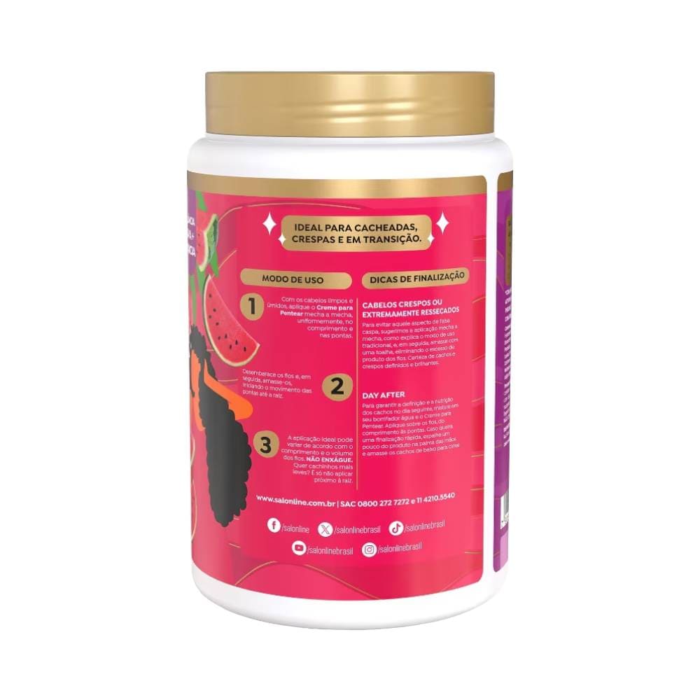 Creme para Pentear Salon Line Uva + Melancia 1kg - traseira e modo de uso