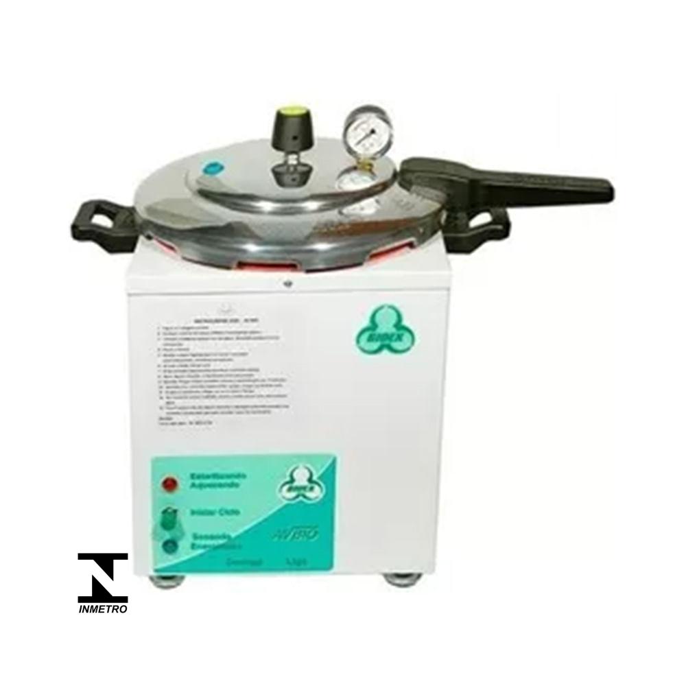 Autoclave Bioex 8 litros 220V vista frontal com painel LED, manômetro e válvula de segurança