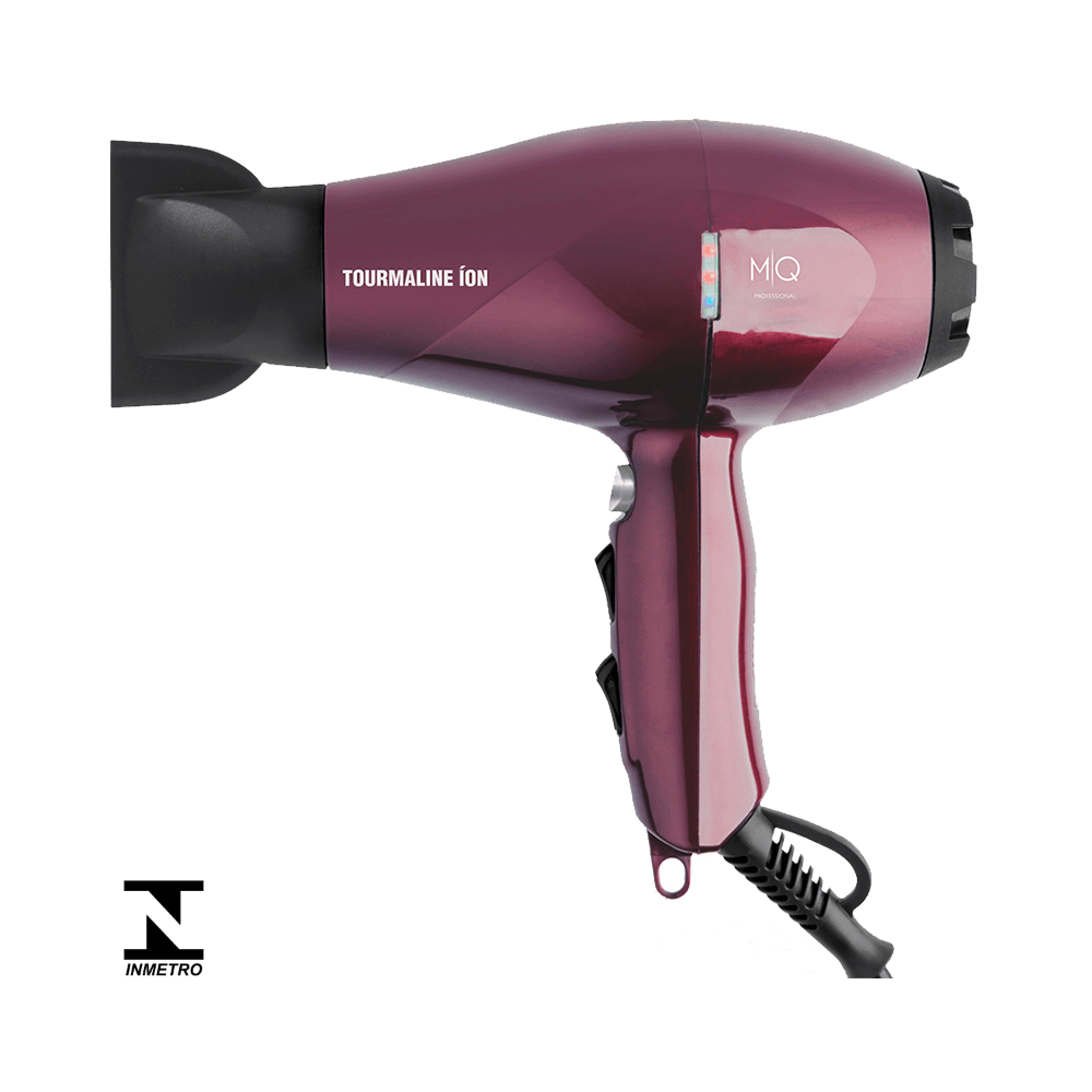 Secador MQ Tourmaline Vinho 2100W vista frontal com acabamento brilhante e selo INMETRO