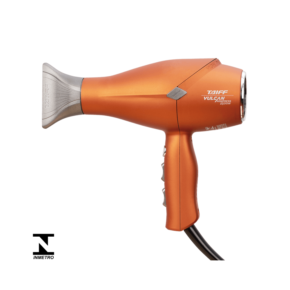 Secador Taiff Vulcan Kompress 2500W com cabo e botões visíveis, selo Inmetro