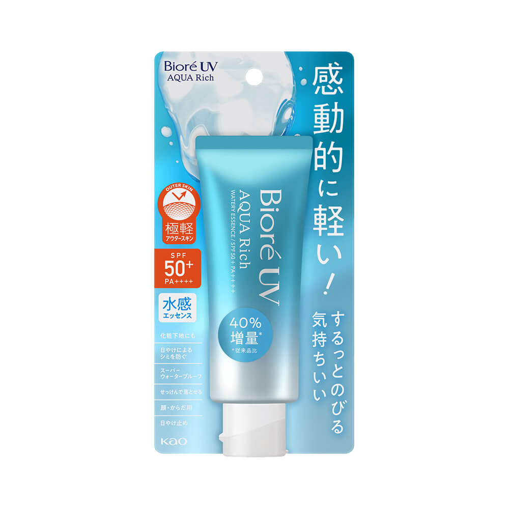 Embalagem blister azul do protetor Bioré com selo SPF 50+