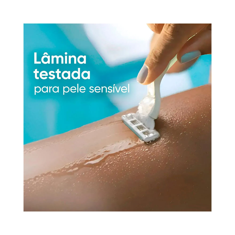 Imagem do aparelho em uso depilando perna, destacando espuma e conforto
