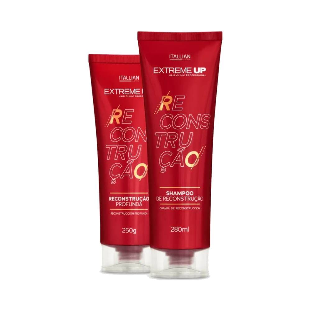 Shampoo e máscara Itallian Extreme UP em destaque