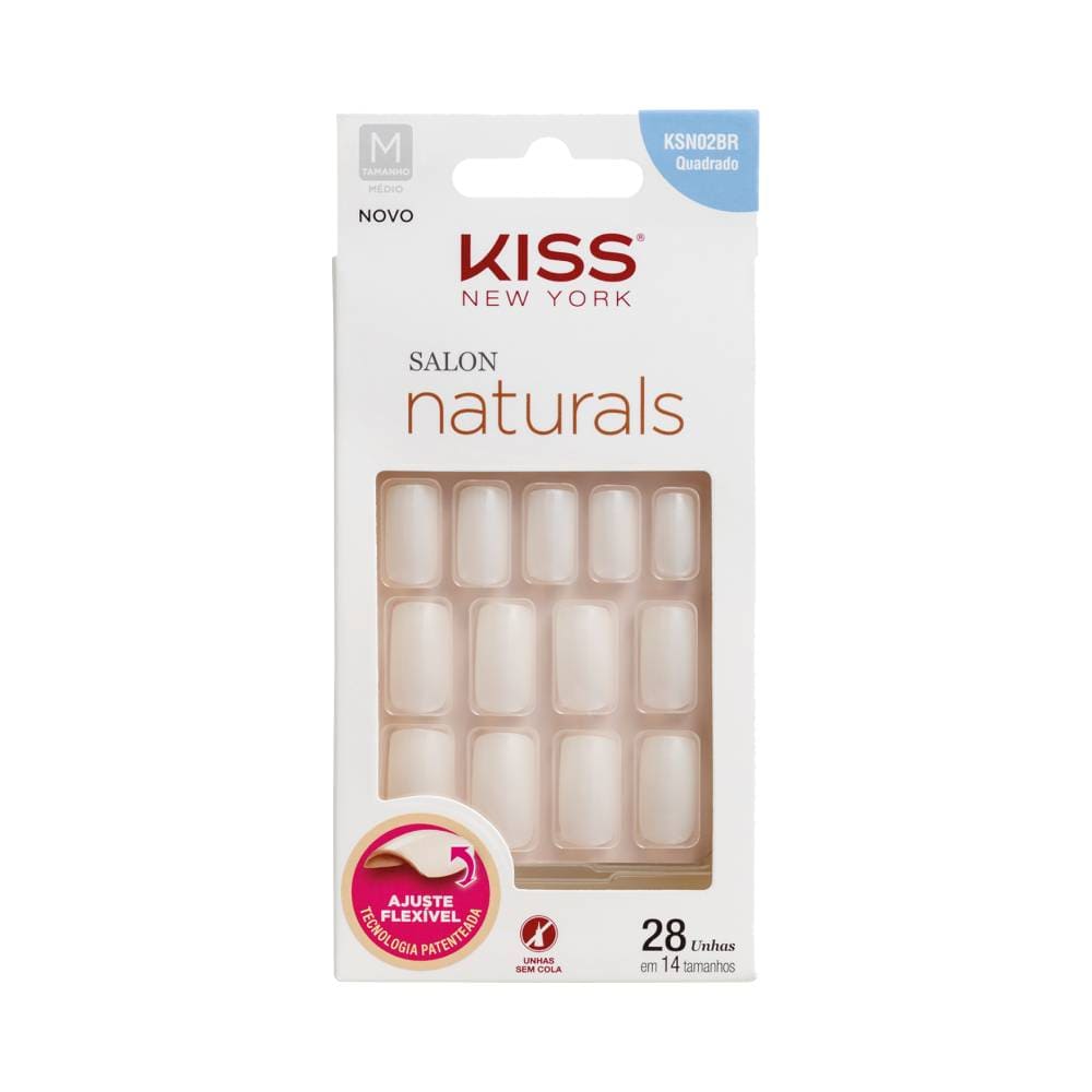 Embalagem das Unhas Postiças Kiss New York Salon Natural Média