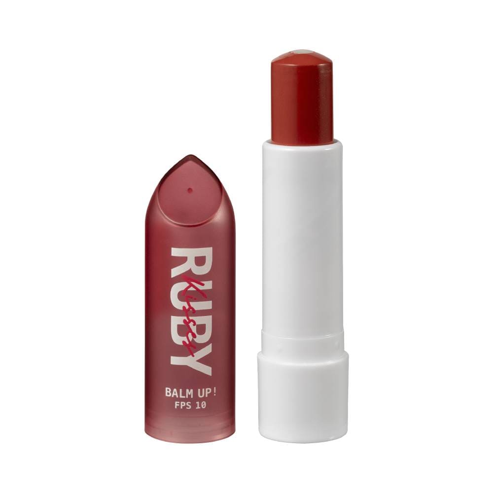 Balm Up Labial Ruby Kisses FPS10 Get Up - embalagem translúcida vermelha