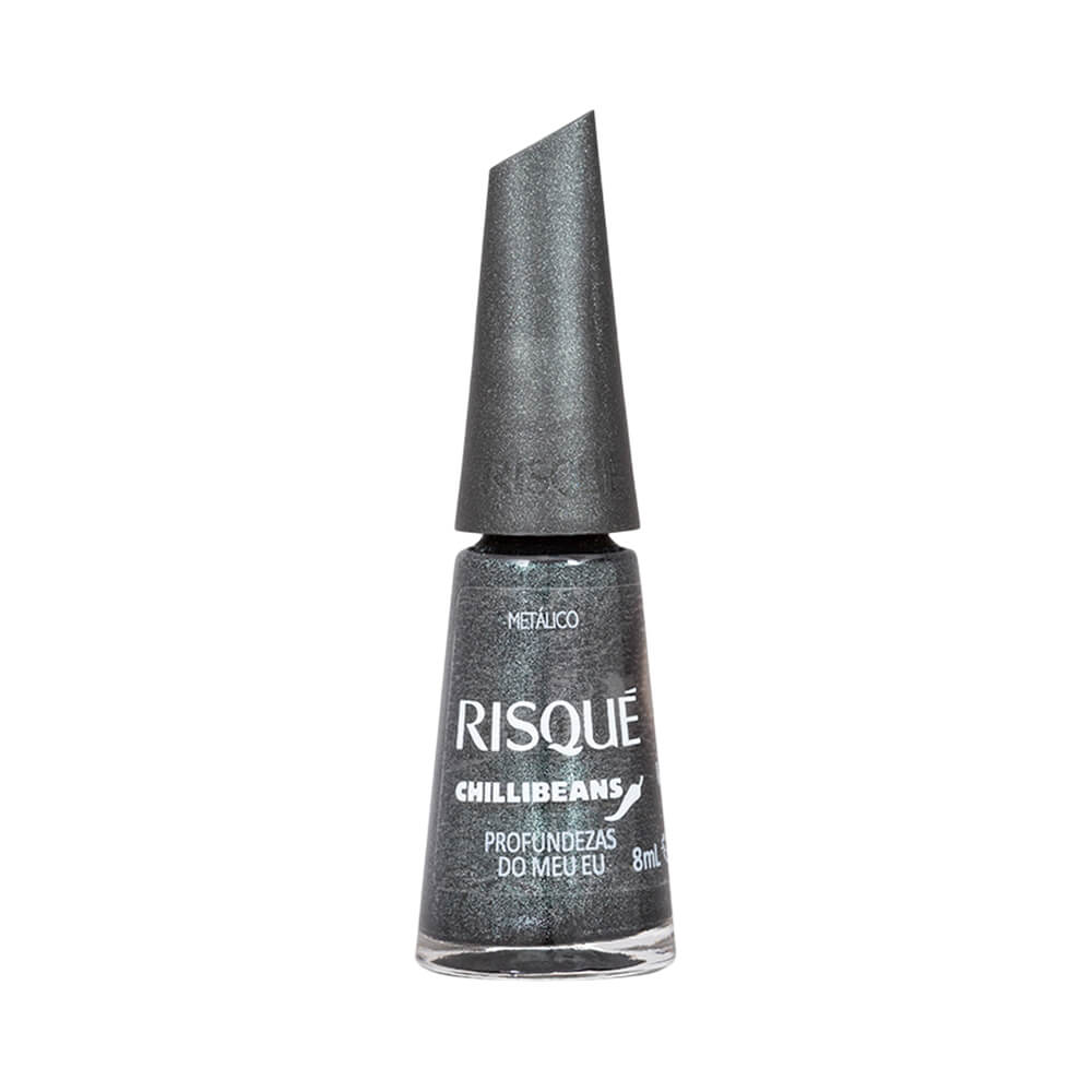 Frasco de esmalte Risqué & Chilli Beans Profundezas do Meu Eu 8ml, metálico cinza escuro