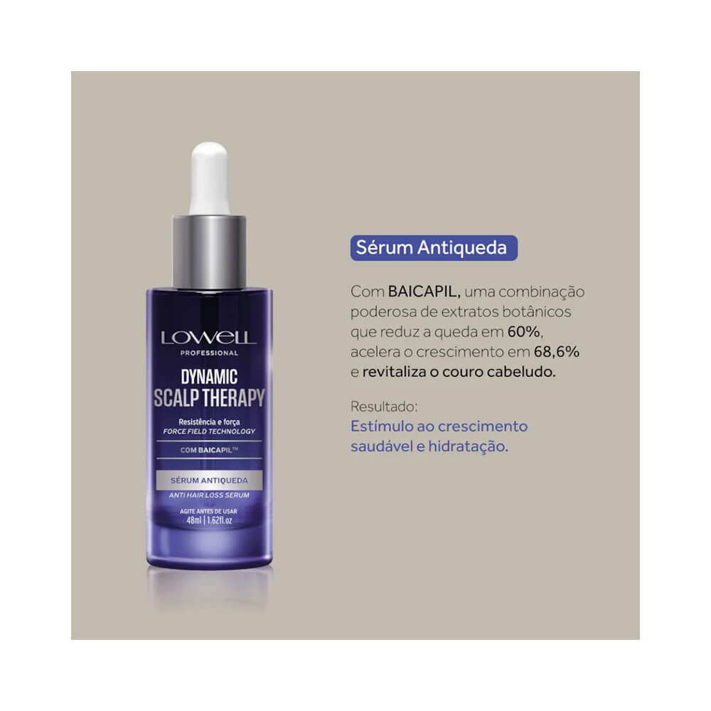 Sérum Antiqueda Lowell 48ml com destaque para benefícios e ingredientes