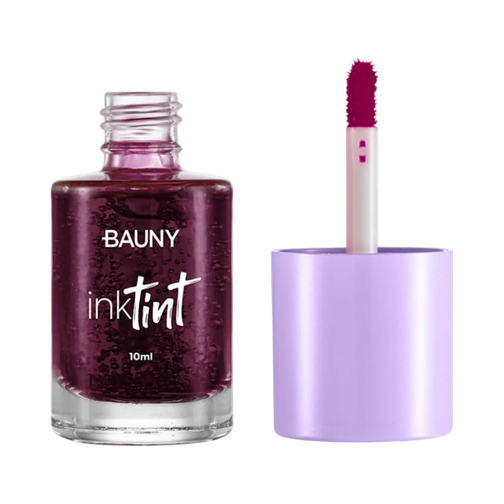 Lip Tint Bauny aberto com aplicador mostrando a cor berry