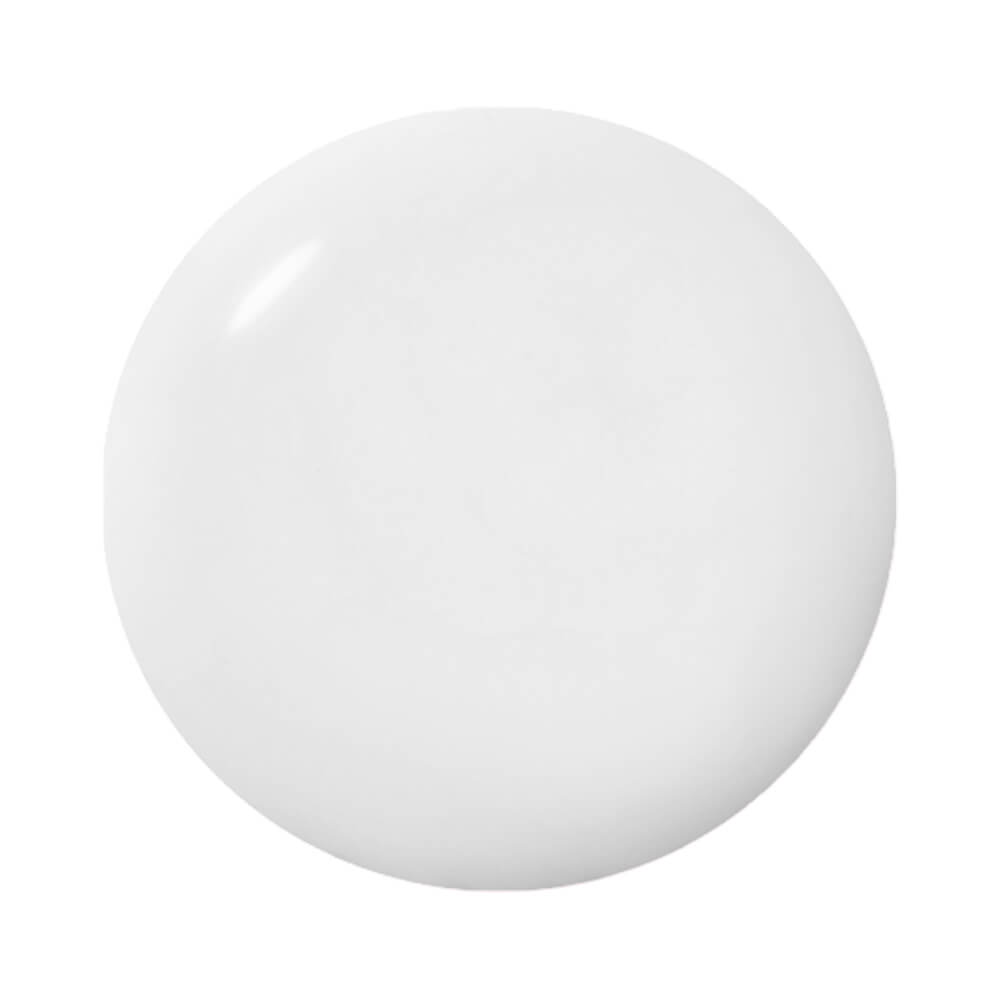 Gotícula do esmalte Cora Essenciais Cremoso Branco Total mostrando textura e cor