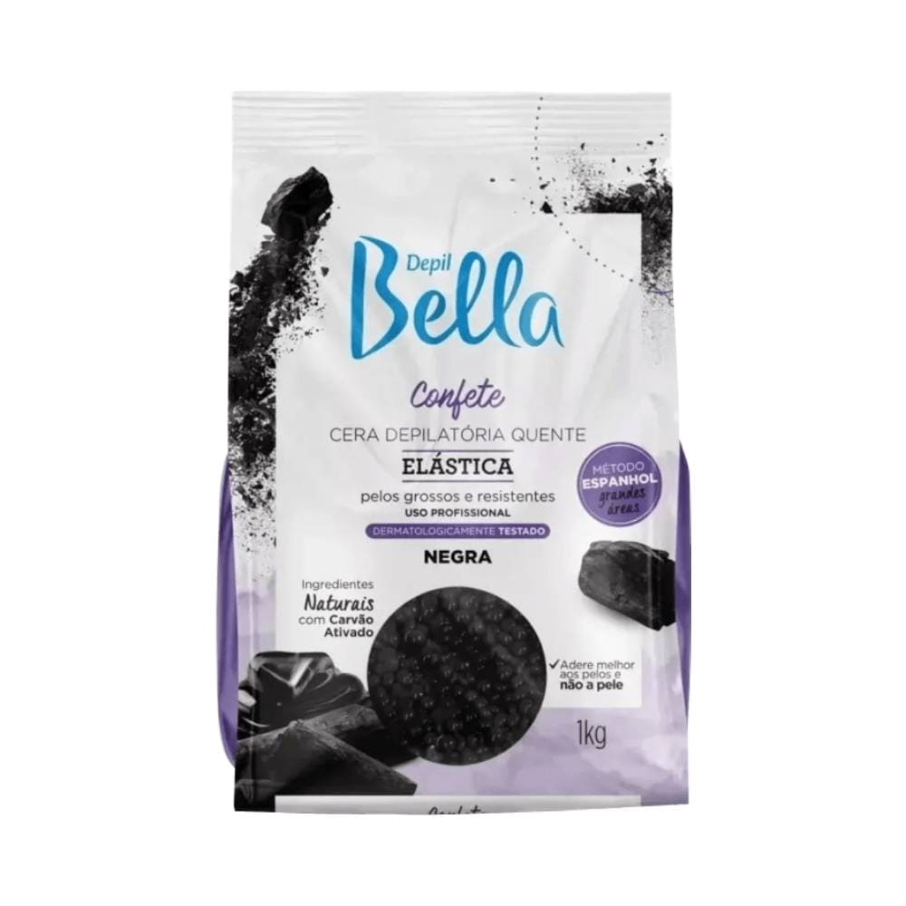 Cera Depil Bella Confete Elástica Negra 1000g - embalagem