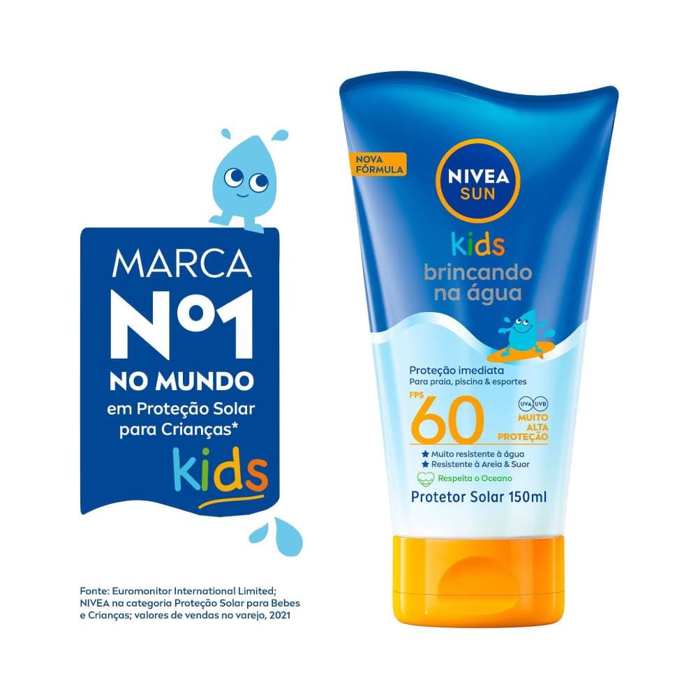 Protetor Solar Nivea Sun Kids com selo Marca Nº1 no Mundo em Proteção Infantil