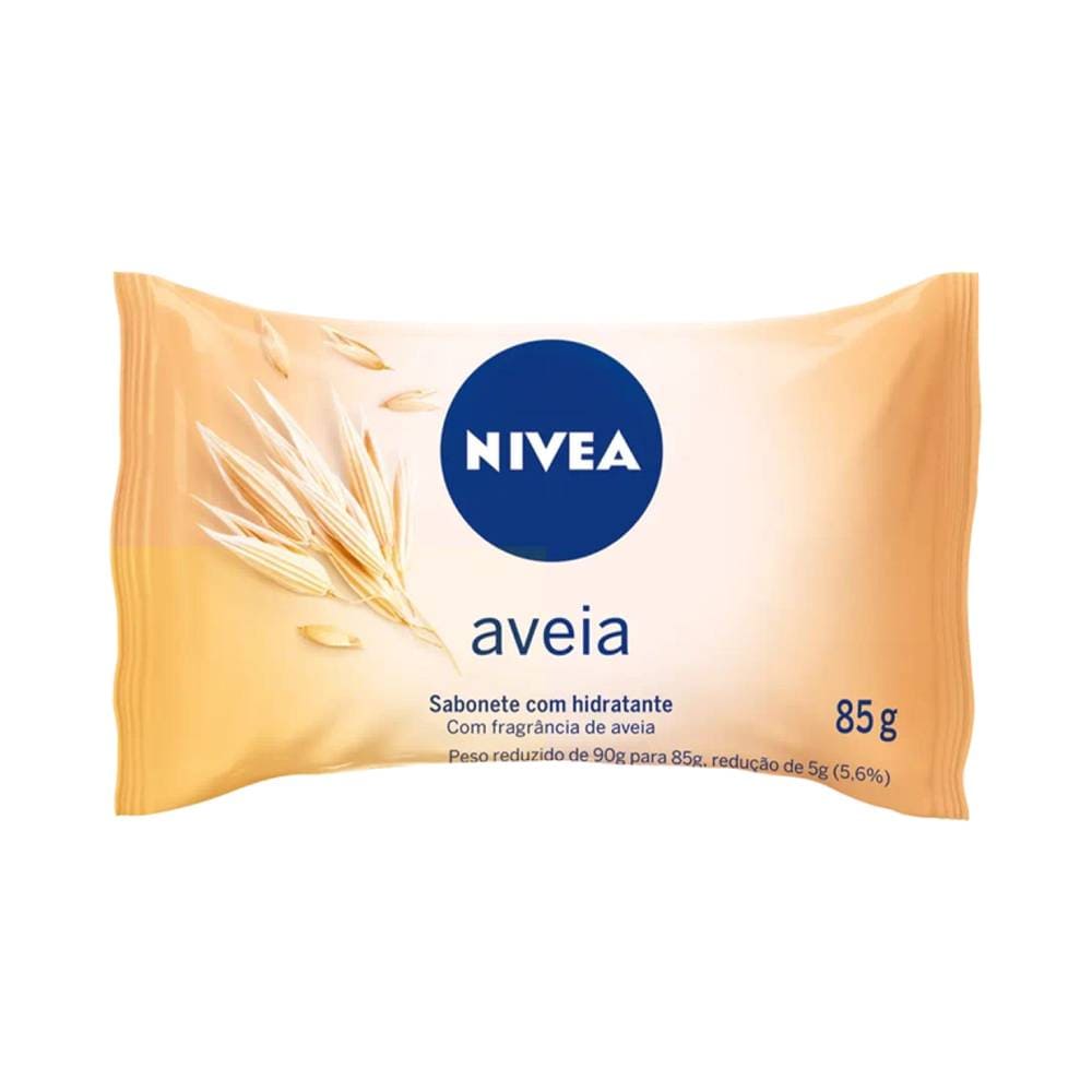 Embalagem do Sabonete Nivea Hidratante Aveia 85g sobre fundo claro