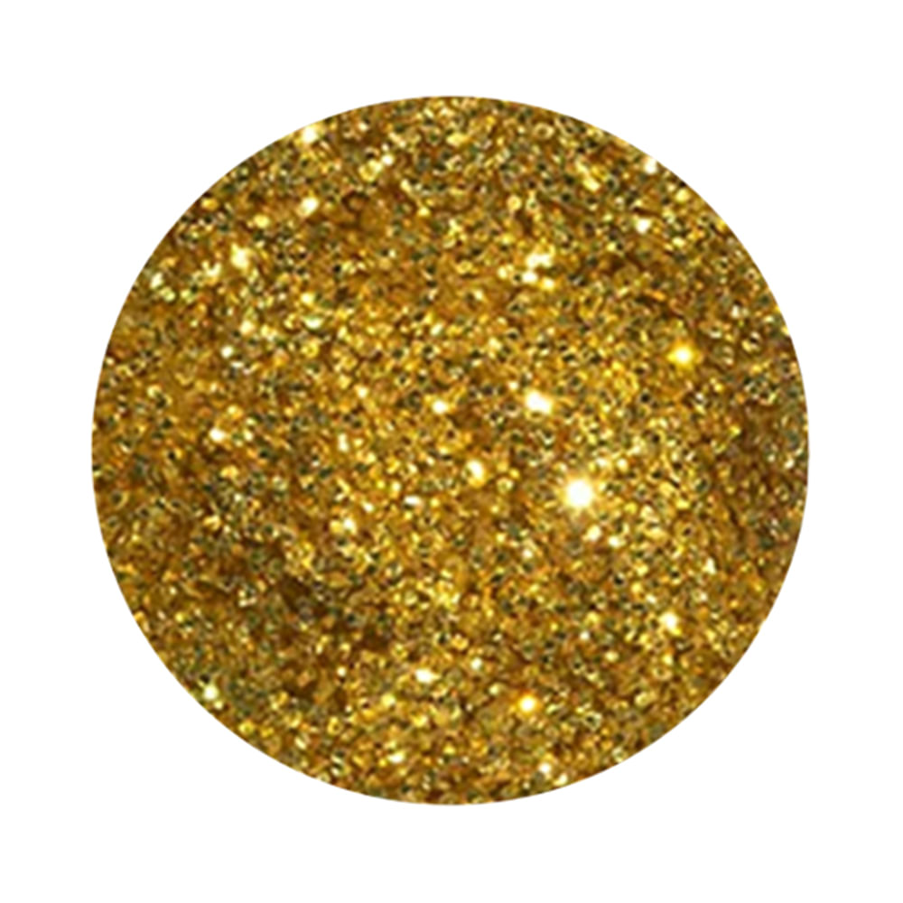 Close na textura glitter dourado do esmalte Cora Golden Glam
