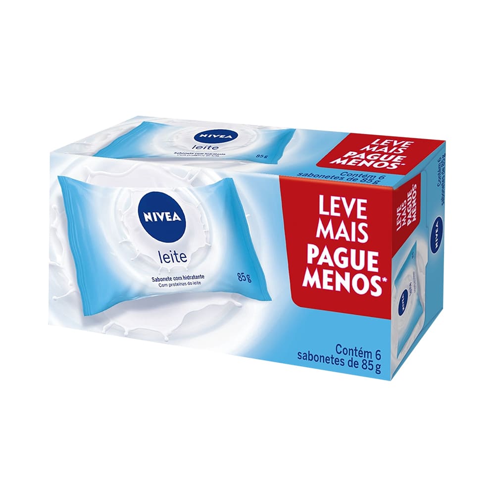 Embalagem com 6 sabonetes Nivea Leite 85g cada