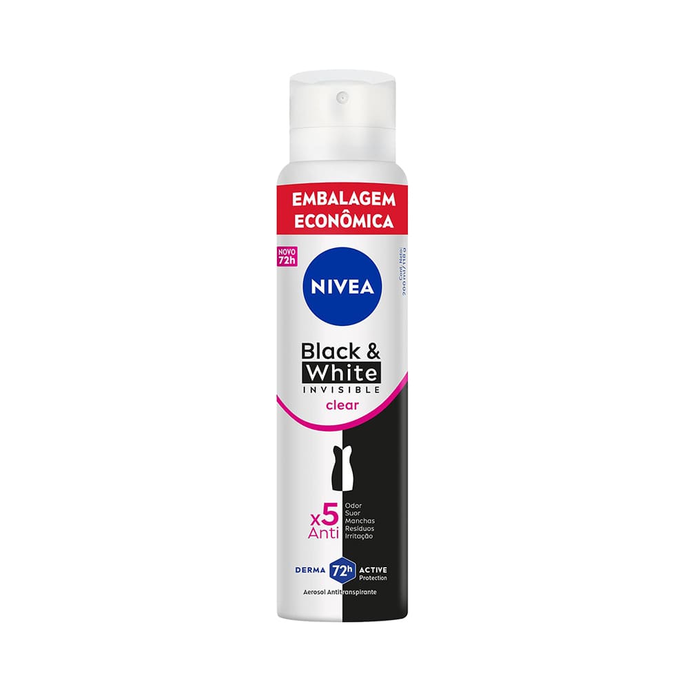 Lata Desodorante Nivea Black & White Invisible Clear 200ml
