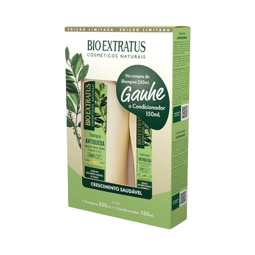 Kit Bio Extratus Jaborandi com shampoo 250ml e condicionador 150ml - embalagem verde e branca