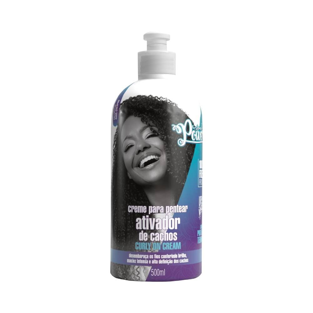 Frontal do creme para pentear Soul Power Curly on Cream 500ml em embalagem branca com pump