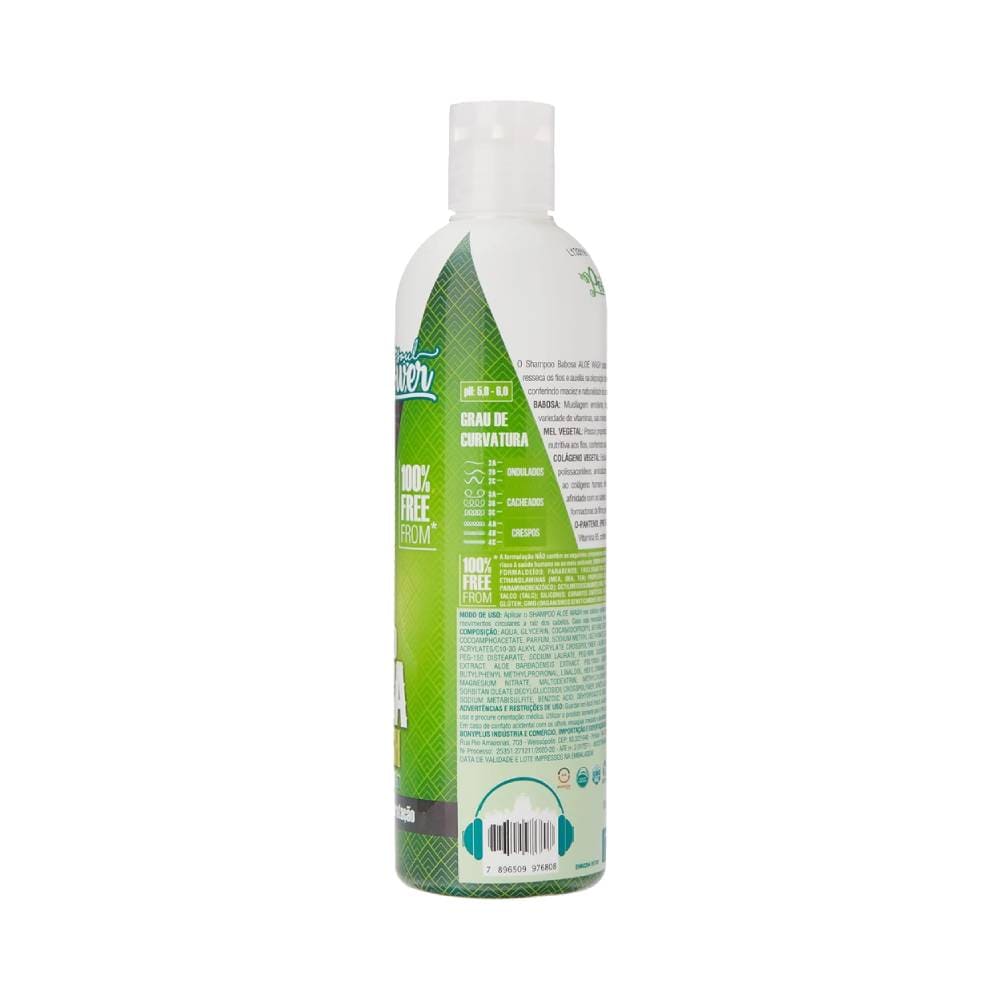 Lateral do frasco com informações de pH e selos do produto