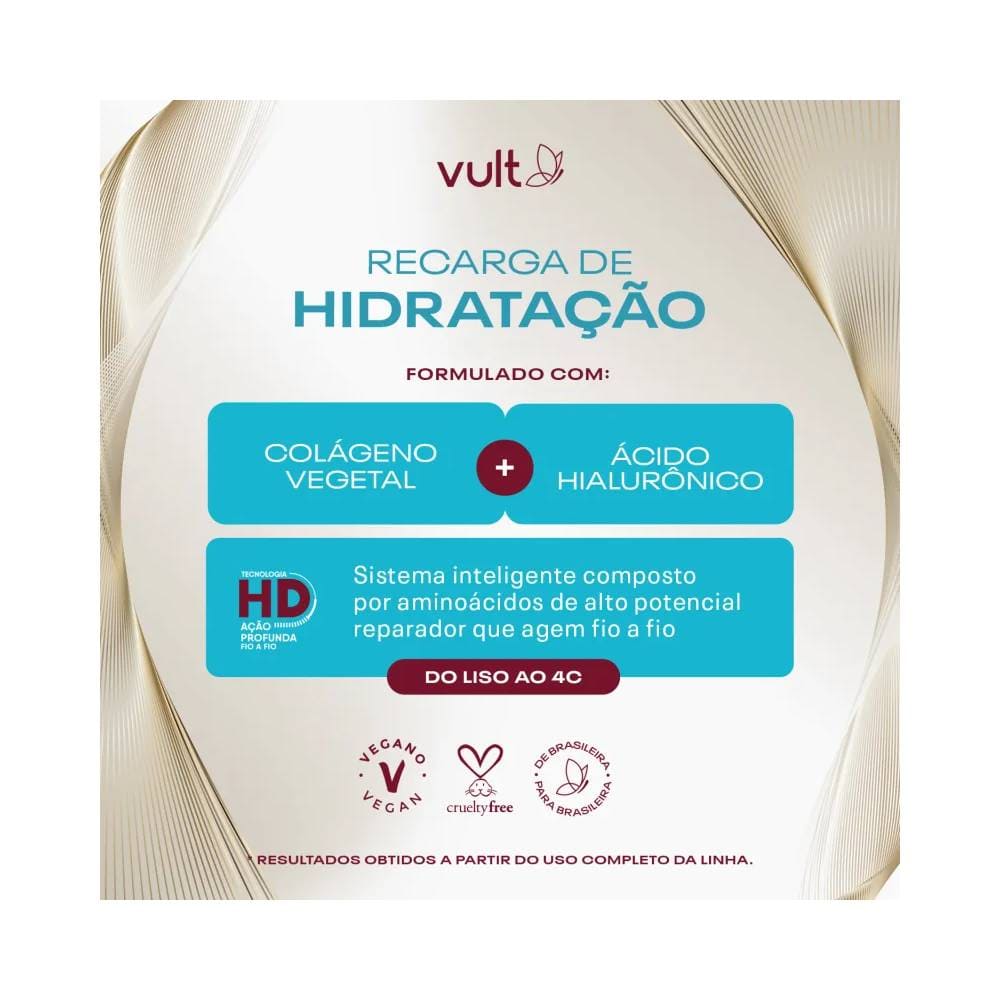 Ingredientes e benefícios do Kit Vult Recarga de Hidratação
