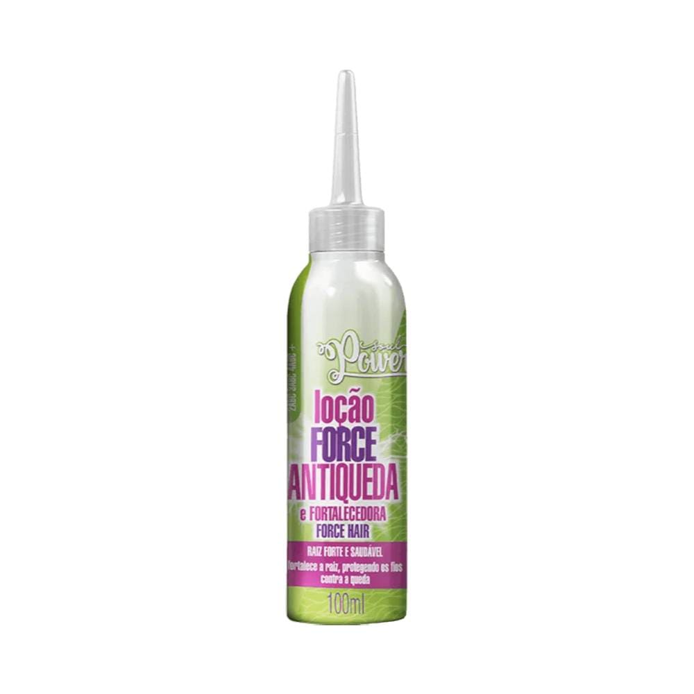 Frasco Loção Soul Power Force Antiqueda 100ml com aplicador fino em fundo branco